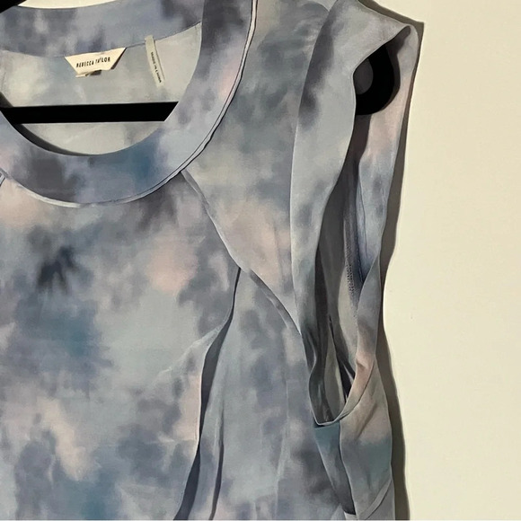 Rebecca Taylor 100% Silk Dreamy Flowy Crossover Front Cloud Watercolor Blouse 10 - Picture 4 of 7